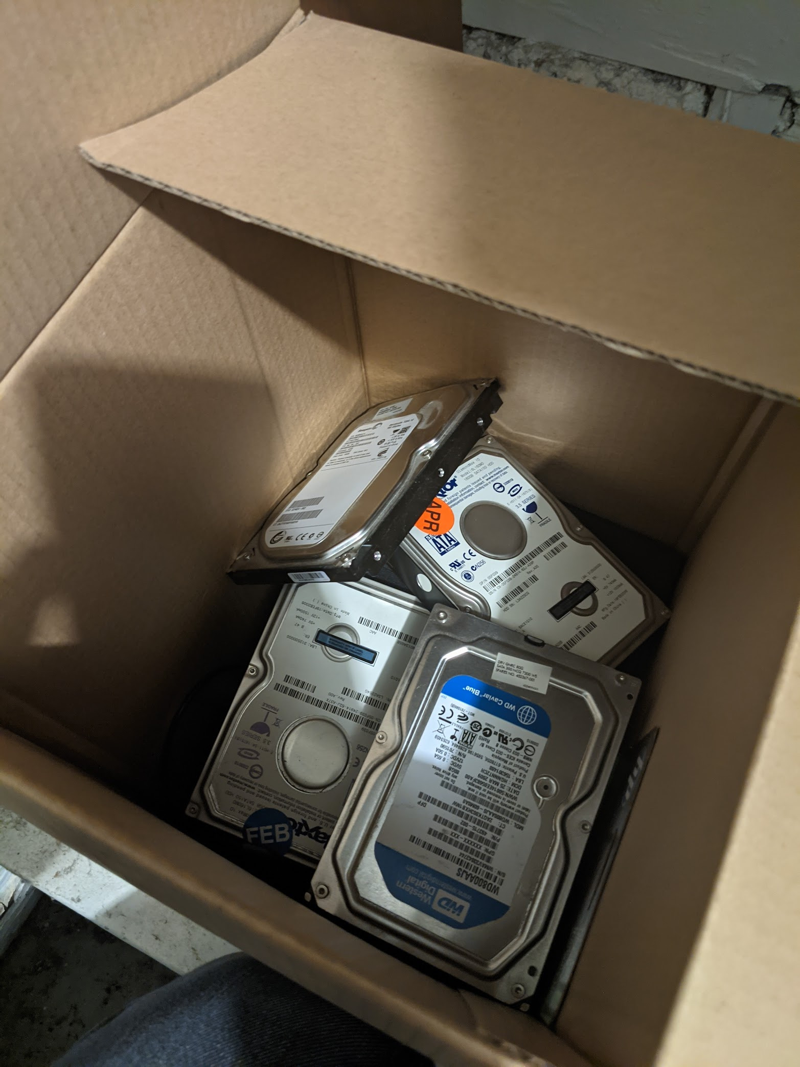 pile of old HDs